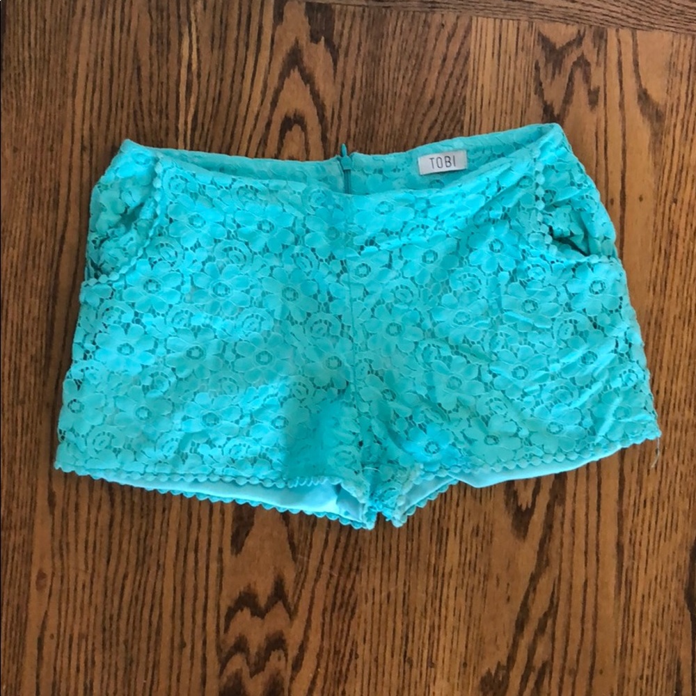 Turquoise lace shorts